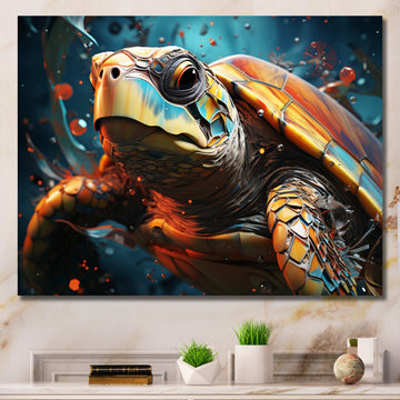 Turtle Journey Geometric - Brown Turtle Wall Art